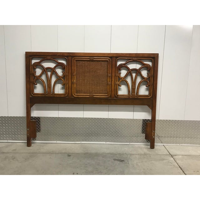 Brown 1980s Mid-Century Modern Faux Bamboo Stanley Headboard For Sale - Image 8 of 9