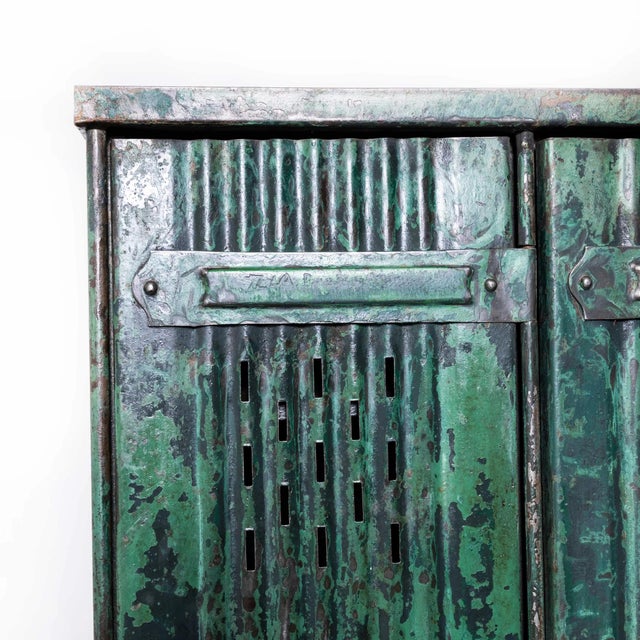 Green Five Door Locker by Strafor for Forge De Strasbourg, 1930s For Sale - Image 9 of 16