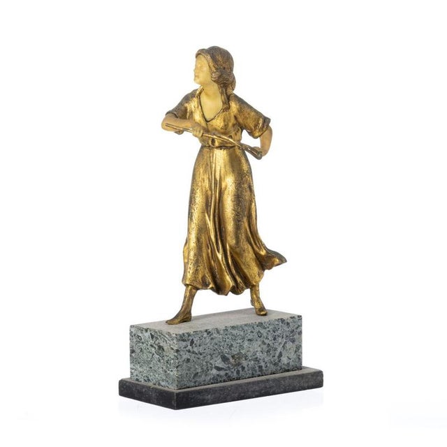 Amélie Colombier, Figurative Sculpture, 19th-20th Century, Gilt Bronze on Marble Base For Sale - Image 6 of 6