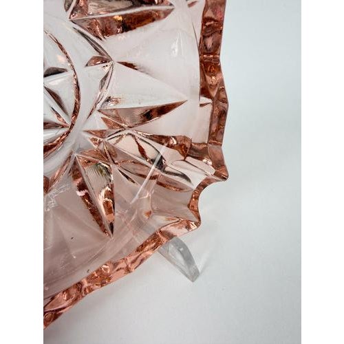 Vintage French Peach-Pink Diamond-Cut Glass Ashtray, 1950s For Sale - Image 18 of 18