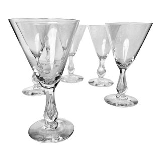 1970's Mid-Century Clear Crystal Stemware- Set of 6 For Sale