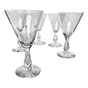 1970's Mid-Century Clear Crystal Stemware- Set of 6