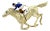 Late 20th Century Martine Enamel Jockey & Race Horse Large 18k Yellow Gold Brooch Pin For Sale