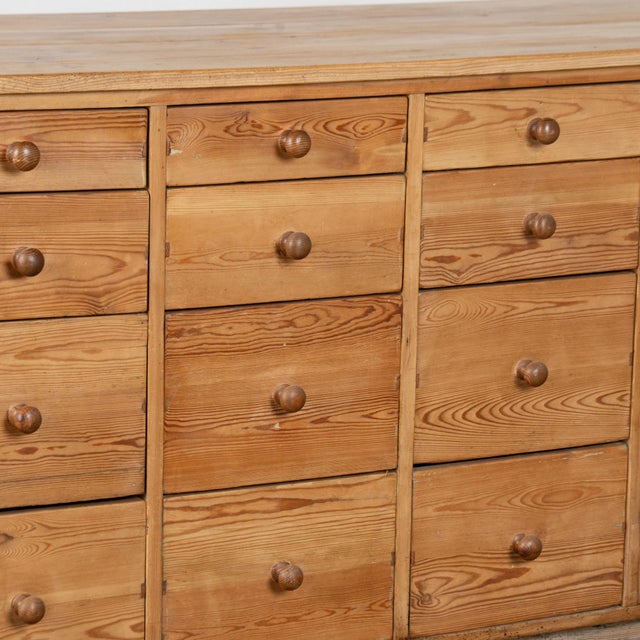 Brown 19th Century Pine 16 Drawer Apothecary Counter Console For Sale - Image 8 of 15