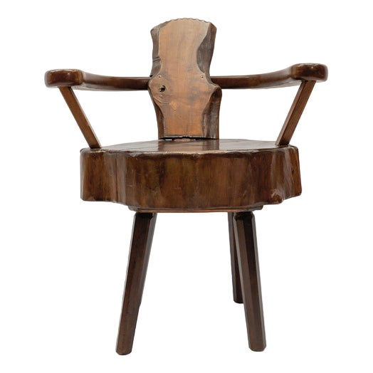 Mid-Century Modern French Wooden Armchair attributed to Pierre Chapo, 1960s For Sale