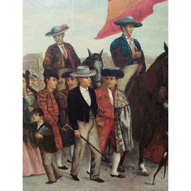 19th Century E. Velier Oil Painting on Canvas Spanish Matador Porcession For Sale - Image 4 of 12