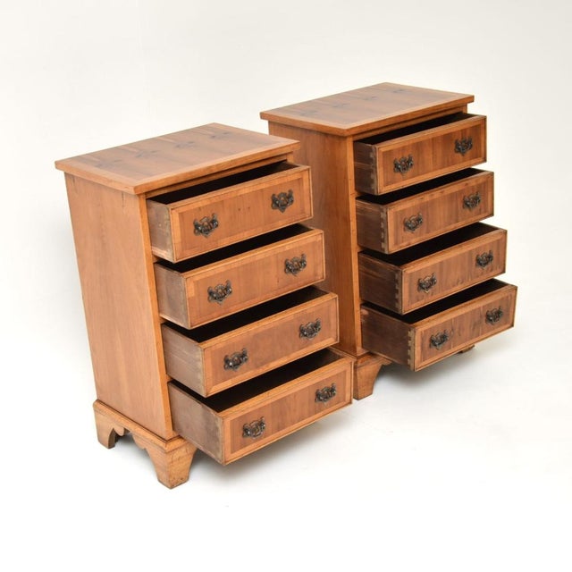 1950s Antique Georgian Yew Wood Bedside Chests, 1950s, Set of 2 For Sale - Image 5 of 11