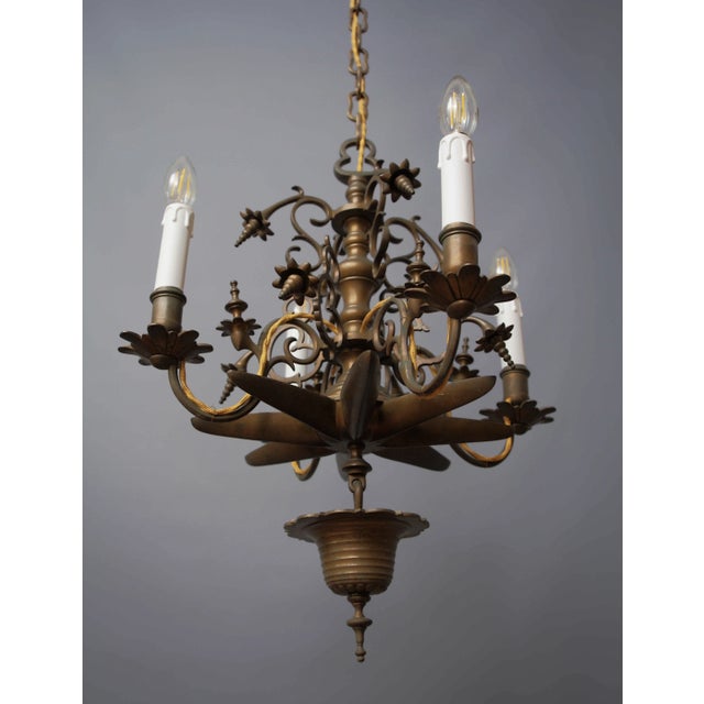 18th Century Flemish Bronze Oil Chandelier For Sale - Image 3 of 12