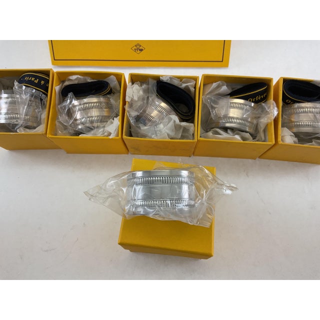 New 1990s Set of 6 Refined Sterling Silver Round Napkin Rings, Gadroon. For Sale - Image 13 of 18