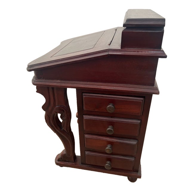 Brown Vintage Davenport Captain's Desk Twelve Drawers Portable Table Top Petite Size For Sale - Image 8 of 12