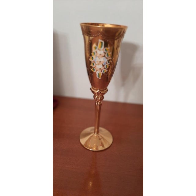 1970s Murano Glass and 24 Karat Gold Goblets, 1970s, Set of 6 For Sale - Image 5 of 9