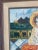 Vintage contemporary painting on board, signed and framed. Seaside restaurant cafe scene.