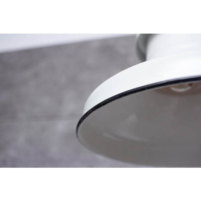 White Industrial Enamel Ceiling Lamp in White, 2000s For Sale - Image 8 of 9