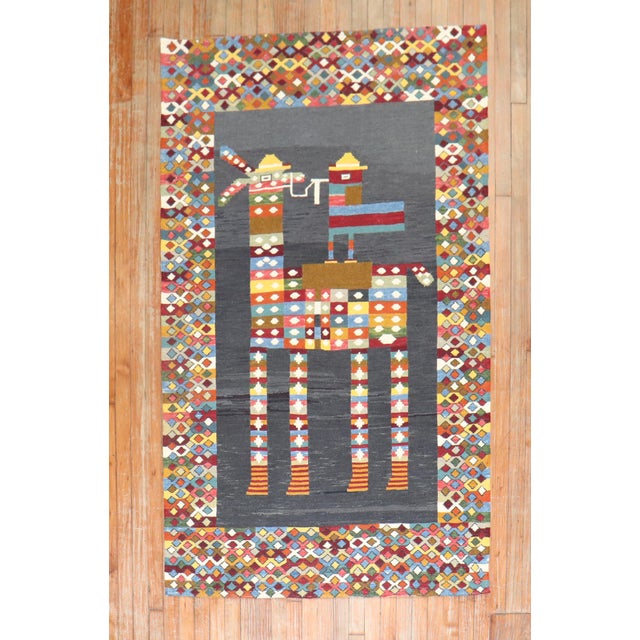 Late 20th Century Persian Pictorial Kilim - 3'11" x 6'3" For Sale - Image 14 of 18