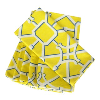 Yellow Lattice Dinner Napkins, S/6 For Sale