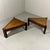 Set of 2 coffee- side tables. Triangular shaped with a carved pattern on the sides and on 1 leg. The tables can be used...