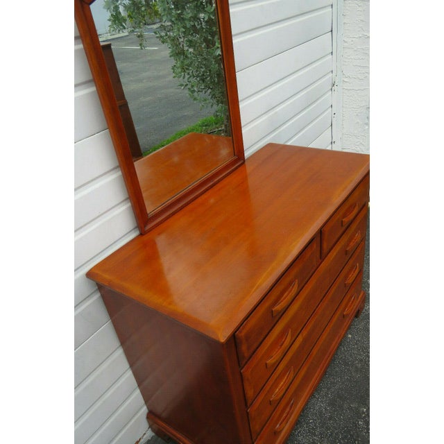 Mid Century Modern Maple Dresser Vanity With Mirror by Kling Furniture