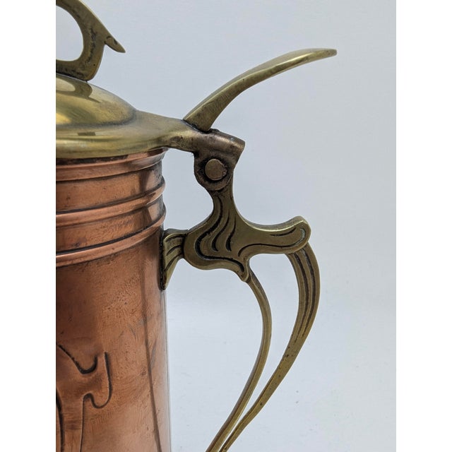 Metal Classic Art Nouveau Serving Jug in Copper and Brass, Germany, 1900 For Sale - Image 7 of 11