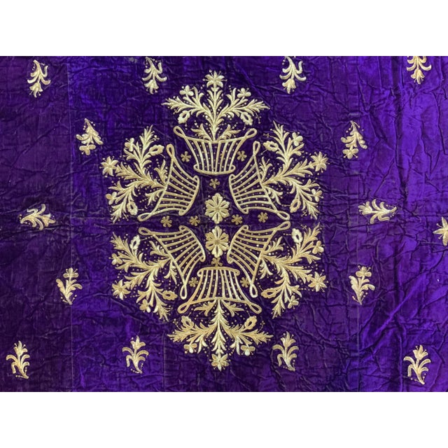 Antique Velvet and Gold Embroidery Textile For Sale - Image 9 of 13
