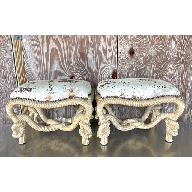 Vintage Regency Rope and Knot Stools - a Pair | Chairish
