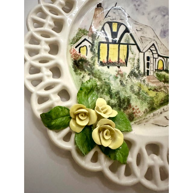 English Traditional Cottage Hand Painted Decorative Plates, Set of 4 For Sale - Image 10 of 12