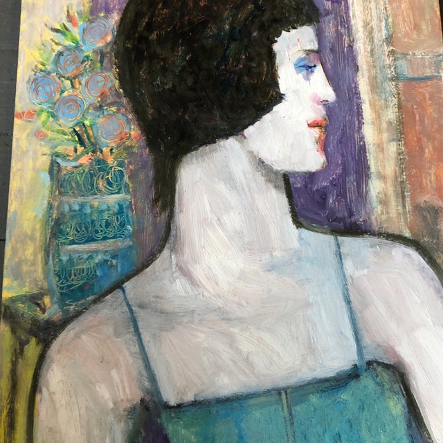 Original Vintage E.J.Hartmann Female Portrait Painting Signed 1970’s For Sale - Image 4 of 6