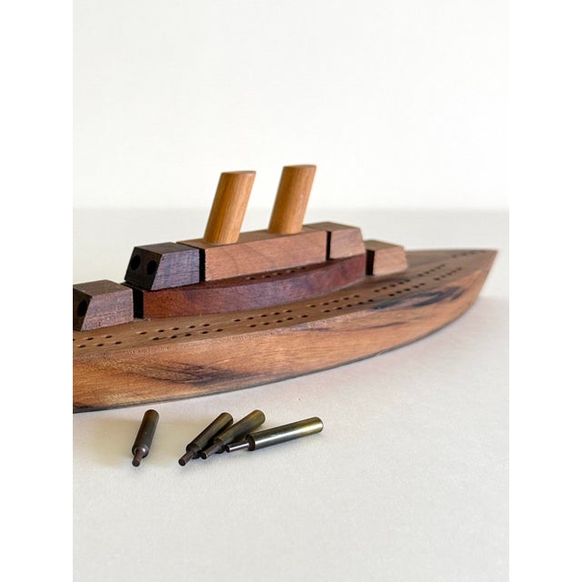 Mid-Century Myrtlewood Battleship Cribbage Board For Sale In Palm Springs - Image 6 of 6