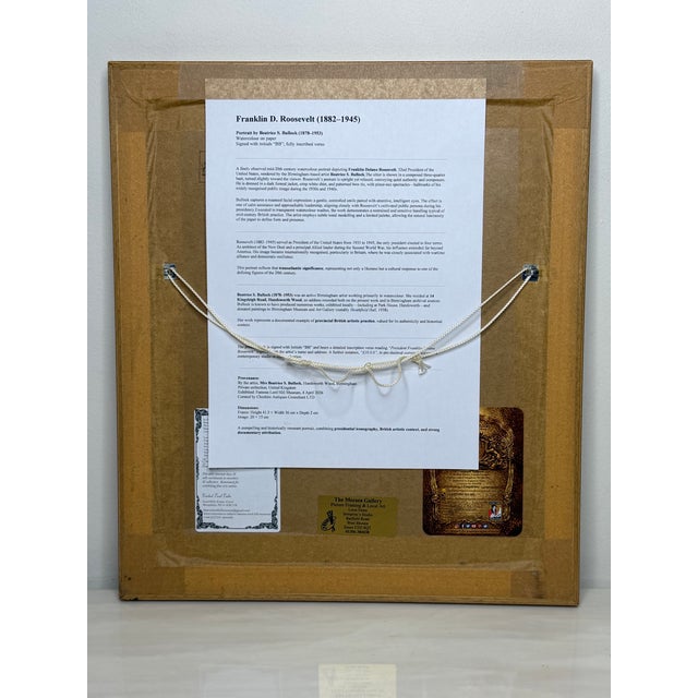 President Franklin D. Roosevelt Portrait Painting Circa 1940's Mid Century Framed For Sale - Image 17 of 18