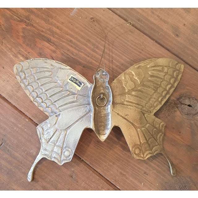Mid 20th Century Vintage Solid Brass Butterfly Wall Sculpture Large XL For Sale - Image 5 of 13