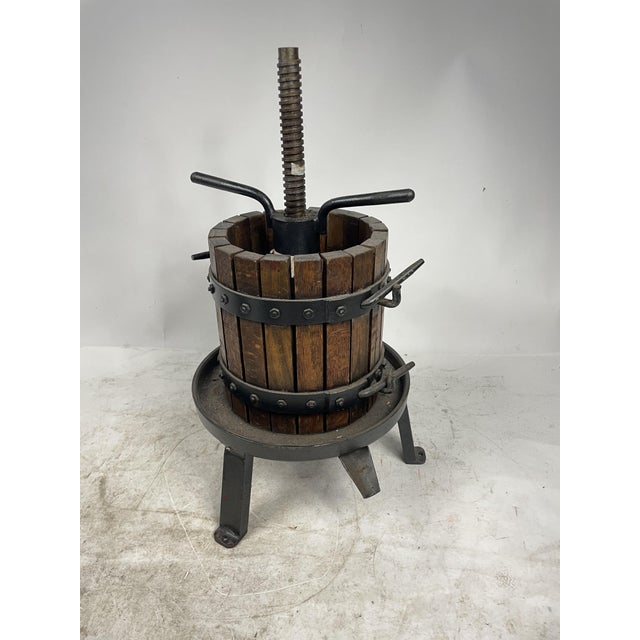 Industrial Antique Manual Wine Press with Working Press, 1950s For Sale - Image 3 of 10