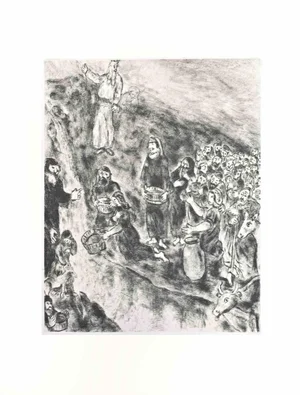 Marc Chagall, Moses Makes Water Flow from the Rock, Etching, 1956
