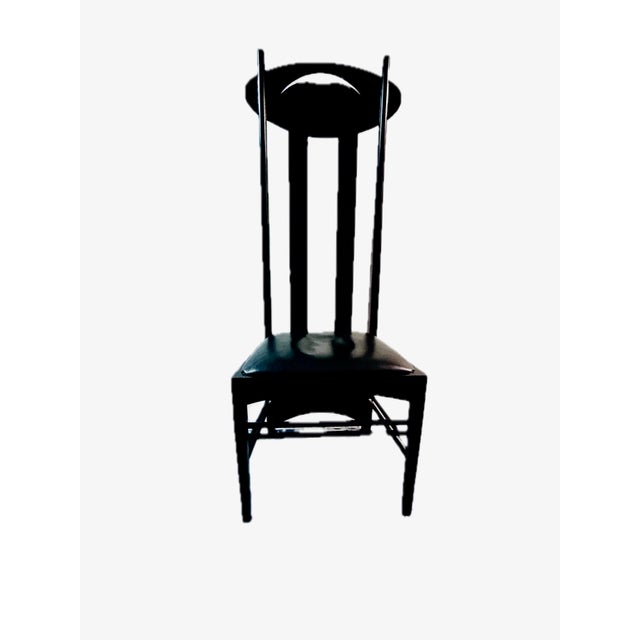 Charles Rennie Mackintosh "Argyle" Chair, Vintage 1990s Alivar Model 854 L1 – With Black Leather Seat For Sale - Image 4 of 13