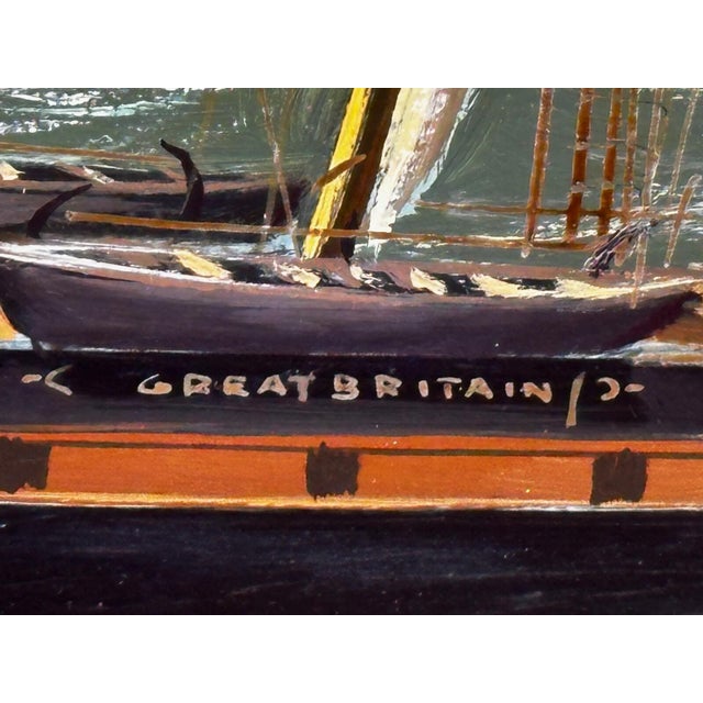 Nautical Ss Great Britain Steamship Large Gilt Framed Marine Oil on Panel Painting Signed Salvatore Colacicco For Sale - Image 17 of 18