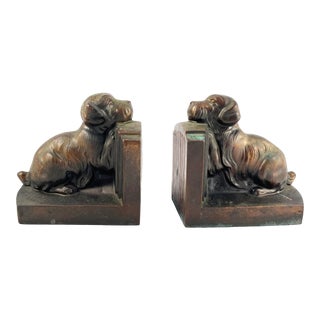 1920s Bronze Terrier Dog Puppy Bookends - a Pair For Sale