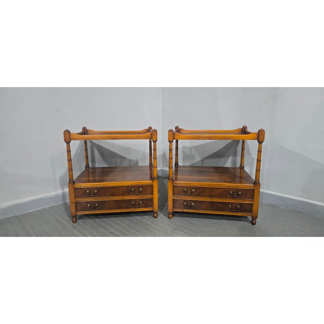 Hollywood Regency Vintage Yew Side Tables, 1920, Set of 2 For Sale - Image 3 of 13