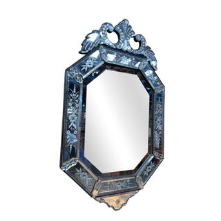 Napoleon III Venetian Octagonal Mirror with Engraved Beveled Glass For Sale