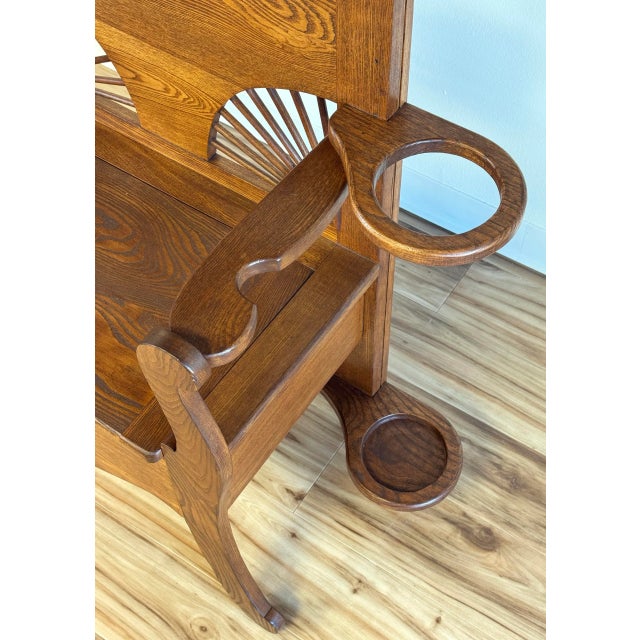 Brown Antique Early 20th C American Oak Hall Tree For Sale - Image 8 of 10