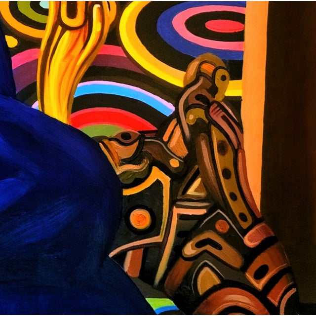 Pop Art "Mirror Man", Oil and Acrylic on Canvas Painting by Ara Deinde, Oversized Painting For Sale - Image 3 of 5