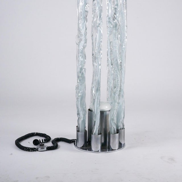 Floor Lamp Model E7T Excalibur in Transparent Glass and Stalactite Bedside Lamp by Ettore Fantasia for Sothis Murano, 1970s For Sale - Image 13 of 17