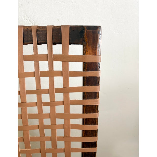 Vintage Woven Leather and Wood Counter Stool For Sale - Image 9 of 16