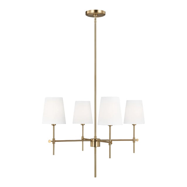 Thomas O'Brien By Visual Comfort Studio Baker 4-Light Small Chandelier in Satin Brass For Sale