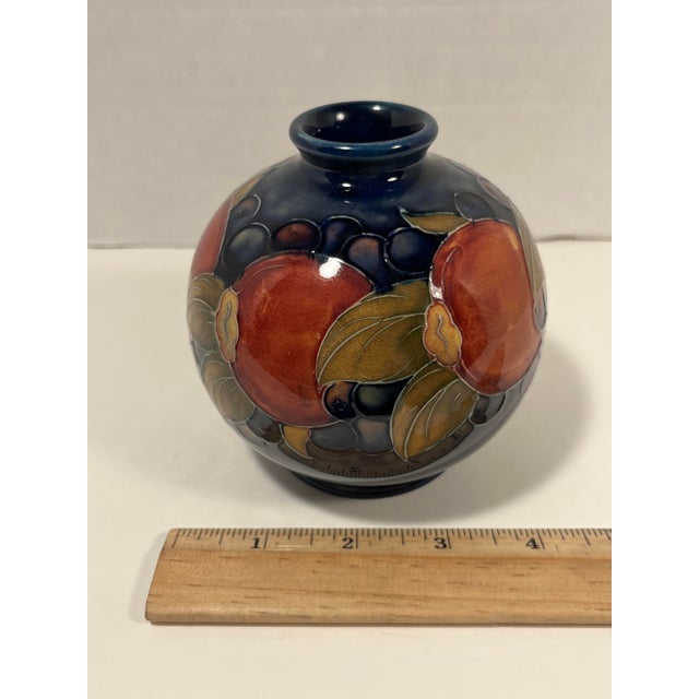 1930s Circa 1930s Moorcroft Pottery England Bud Vase, Pomegranate Pattern Signed 4"h For Sale - Image 5 of 5