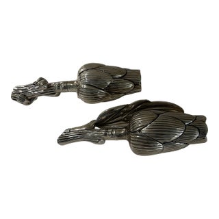 Late 20th Century Silverplate Salt and Pepper Shakers in the Form of Artichokes- A Pair For Sale