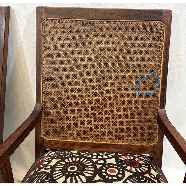 Antique Teak and Cane Arts & Crafts Style Plantation Chairs With Dowel Construction- A Pair For Sale - Image 16 of 18