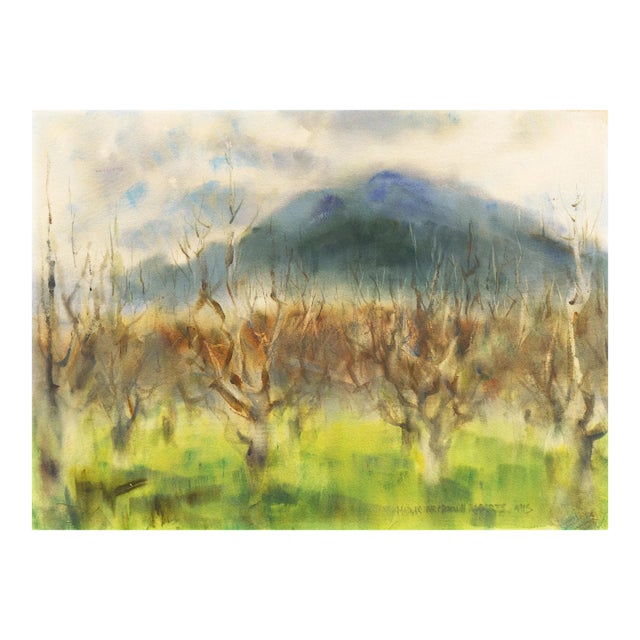'Grove of Trees in a Misty Landscape' by Marie McDonnell Roberts, Woman Artist, American Watercolor Society For Sale