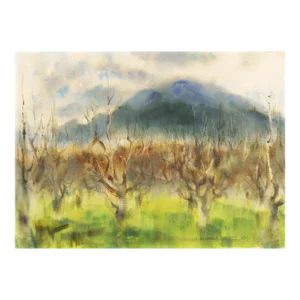 'Grove of Trees in a Misty Landscape' by Marie McDonnell Roberts, Woman Artist, American Watercolor Society
