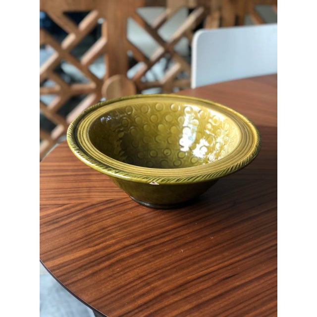 Olive Mid-Century Italian Glazed Terra-Cotta Bowl in the Style of Bitossi For Sale - Image 8 of 12