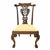 The chairs constructed in oak with shaped crests over open work splats. The trapezoidal seats over cabriole legs with claw...