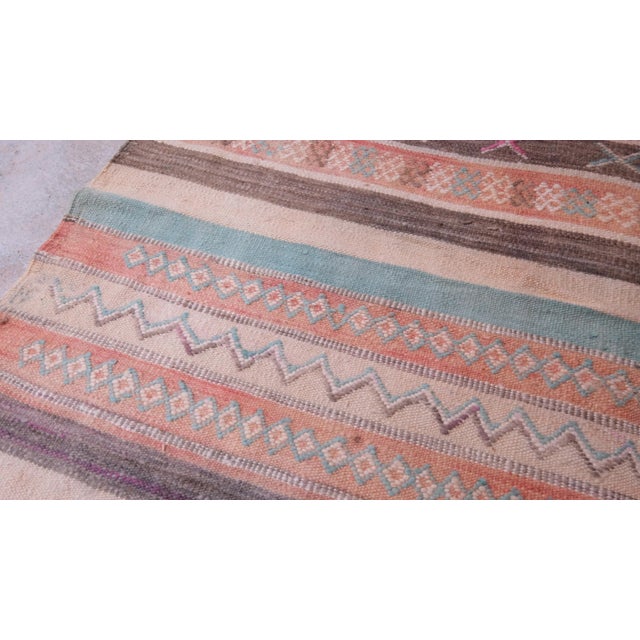 1980s Ethnic Pink Berber Moroccan 6x12 Ft Kilim For Sale - Image 4 of 10