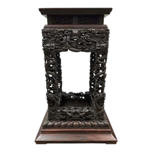 Early 20th Century Extraordinary Antique Carved Hardwood Dragon Stand